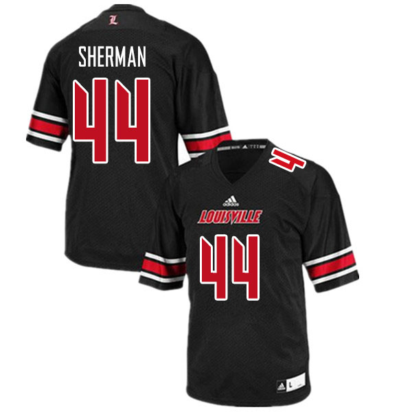 Men #44 Francis Sherman Louisville Cardinals College Football Jerseys Sale-Black - Click Image to Close